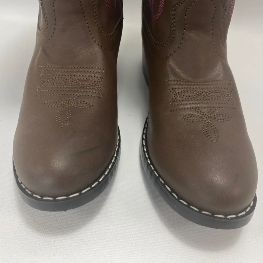 Smoky Mountain Youths 4.5 Monterey Western Cowboy Boots Faux Leather Brown/Pink